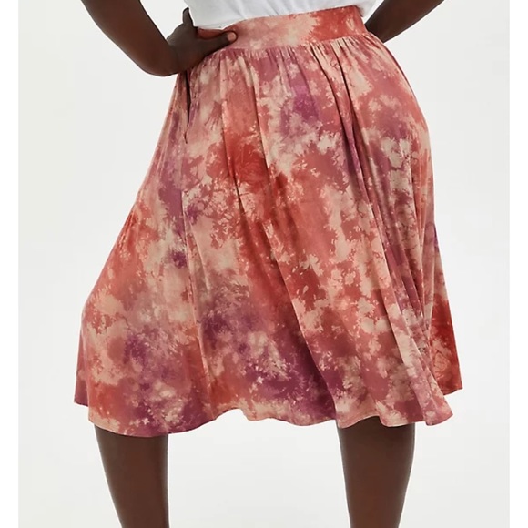 Torrid Supersoft Tie Dye Button Midi Skirt Orange Purple Size 1X - Picture 3 of 13